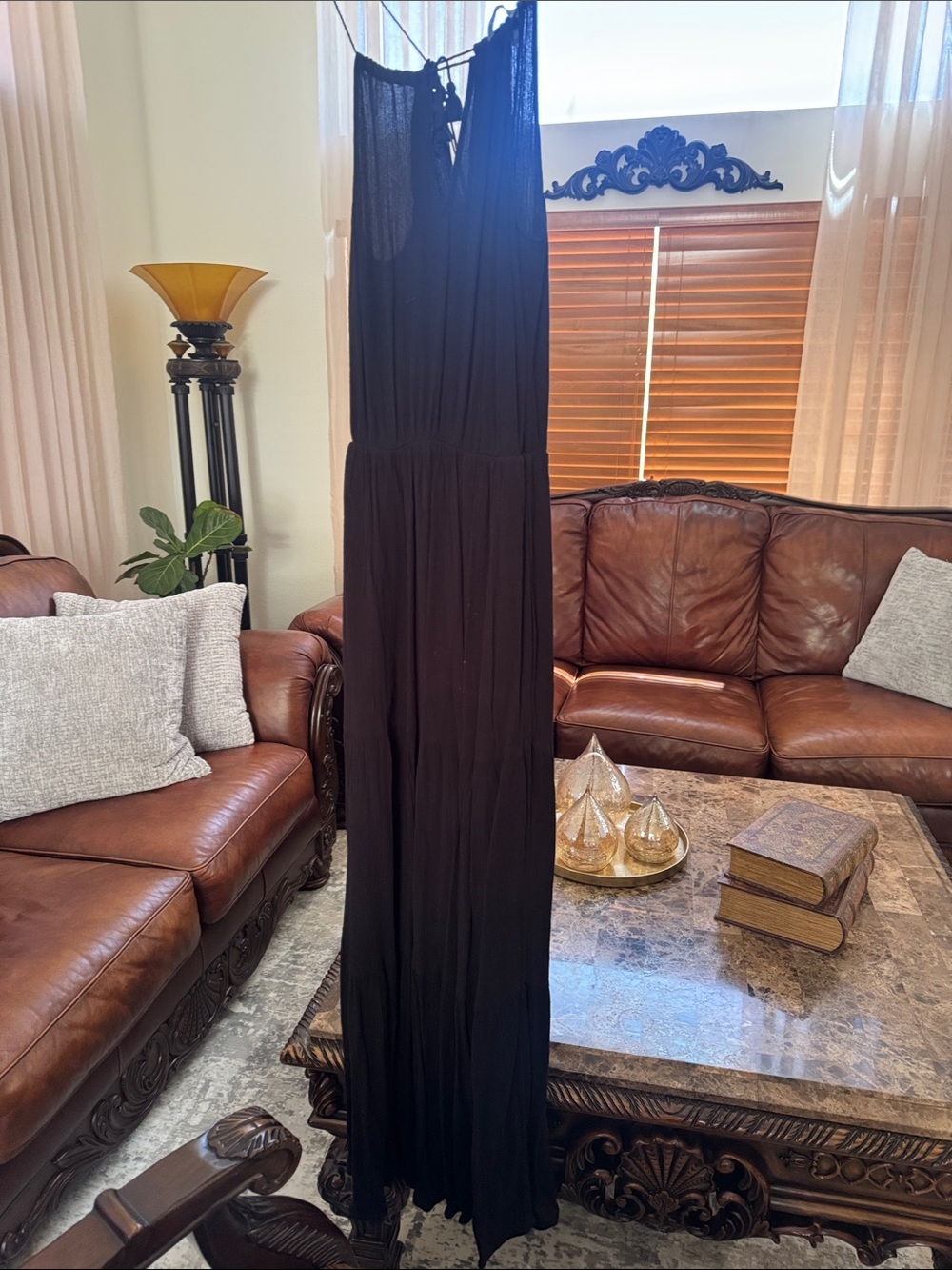 Tart Black Sleeveless Maxi Dress with Sheer Upper